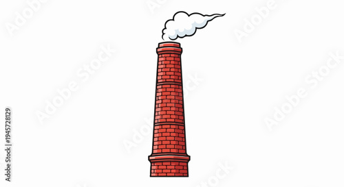 Tall brick industrial chimney emitting a plume of white smoke