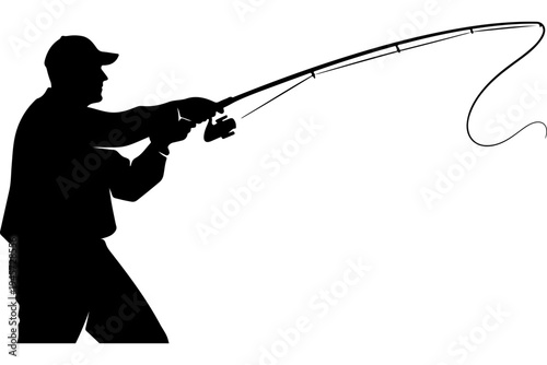 Silhouette of Angler Casting Fishing Rod