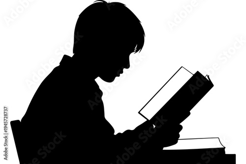 Silhouette of a Person Reading a Book
