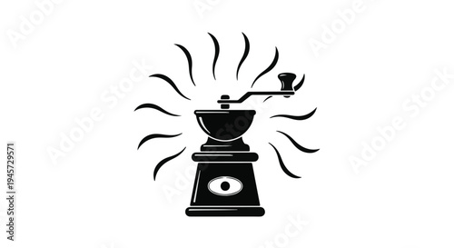 Vintage Manual Coffee Grinder Illustrating Aromatic Bean Grinding Process