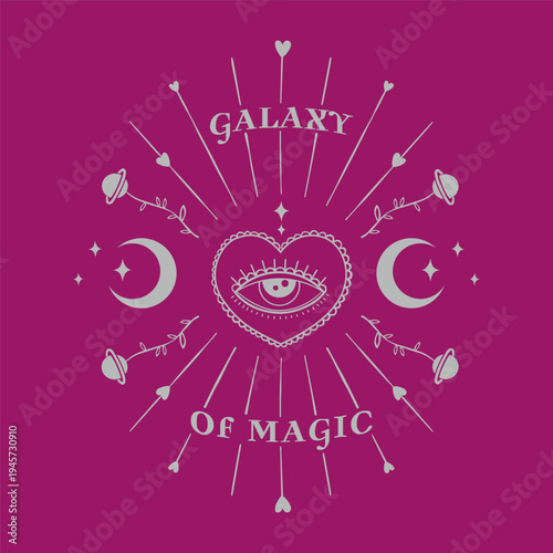 Galaxy of magic mystical symbolism illustration