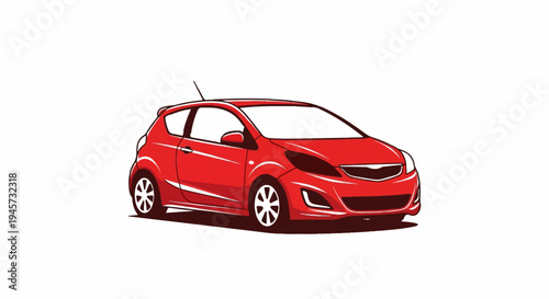 Stylized red car with a sleek design, isolated on white