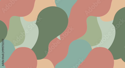 Abstract Seamless Pattern With Organic Fluid Blob Shapes In Pastels