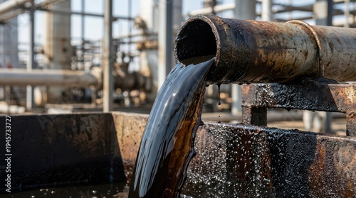 Industrial Pipeline Discharging Oil in Manufacturing Facility Scene