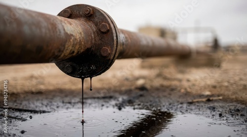 Oil Pipeline Leak Causing Environmental Pollution in Industrial Area