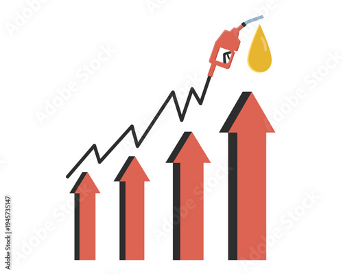 petrol and diesel price increase crude oil fuel inflation economy crisis vector illustration