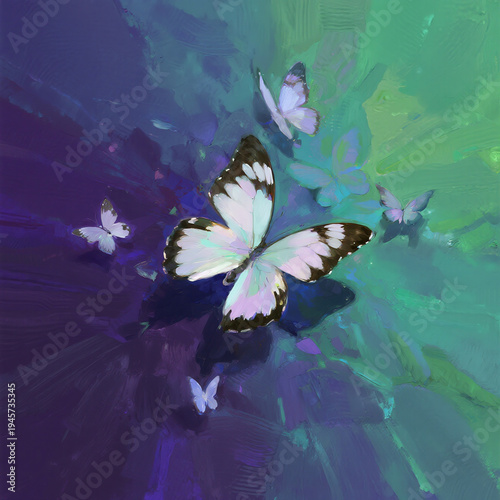 Vibrant butterfly illustrations in pastel tones. Each design has glowing, wispy backgrounds and colorful butterflies, delivering a light, romantic, and magical feel.