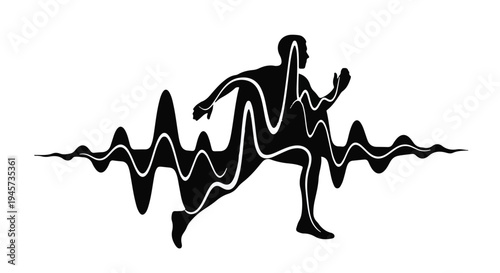 Harmonious Fusion Athlete's Swift Pace Intertwined with Rhythmic Pulse Wave