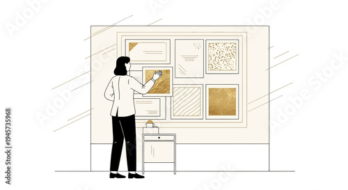 Curator Arranging Artwork on Gallery Wall