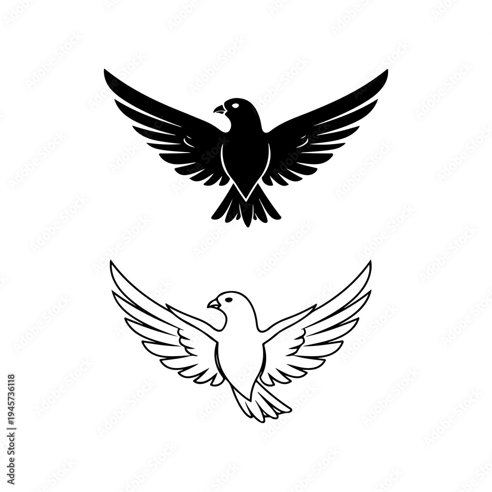 Fototapeta premium Two stylized bird logos with outstretched wings