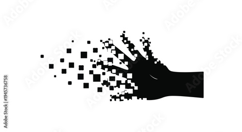 Dissolving Hand Icon Representing Transformation and Digital Disintegration