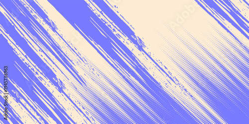 Grunge grainy purple brush stroke with spray texture. Swirl or squiggle shaped bold brush stroke, thick wavy lines with rough grunge texture. brush pattern background