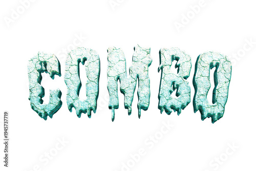 Combo Cracked Stone 3D Text PNG – Transparent Background Gaming Title
