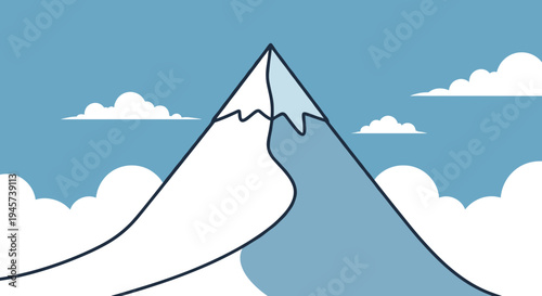 Mountain Peak with Clouds and Sky.