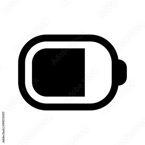 Battery vector icon. Rounded modern black battery 75% icon