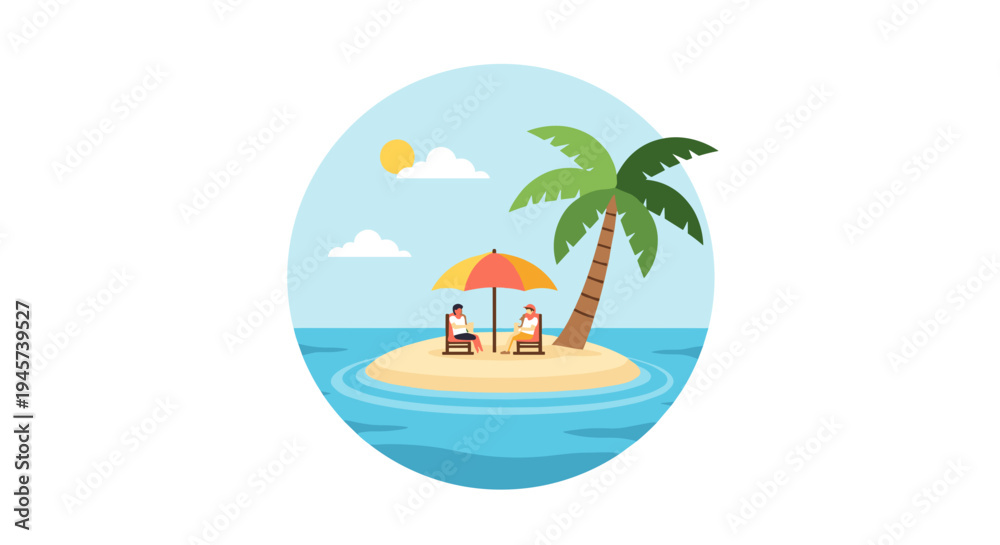 Obraz premium Tropical Island with Palm Tree Paradise.