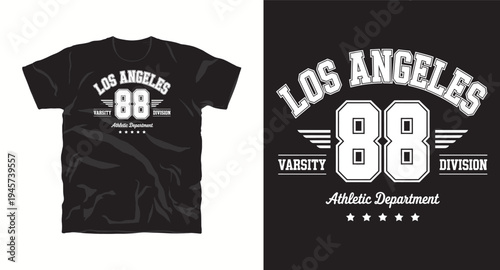Los angeles 88 varsity division athletic department vintage typography t-shirt design