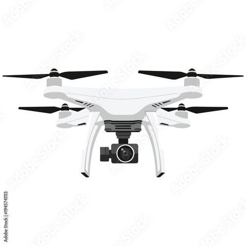 Quadcopter Drone With Camera Flat Vector Illustration Template