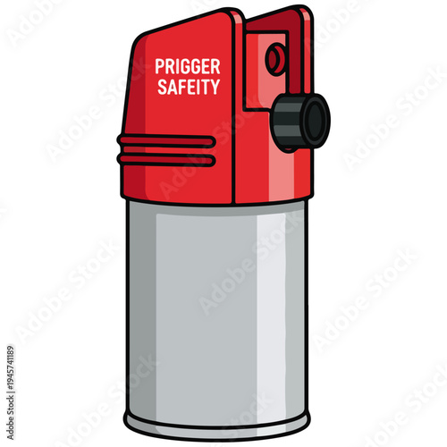 red and silver spray paint can nozzle flat vector illustration