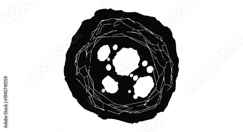 Intricate abstract dark sphere revealing swirling internal dynamic energy and complex patterns