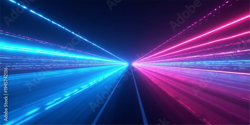 An abstract blue background featuring a bright energy burst with glowing laser rays and shiny star patterns creates a dynamic motion design of light and speed in space