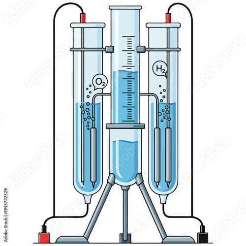 Water Electrolysis Chemistry Lab Equipment Vector Illustration