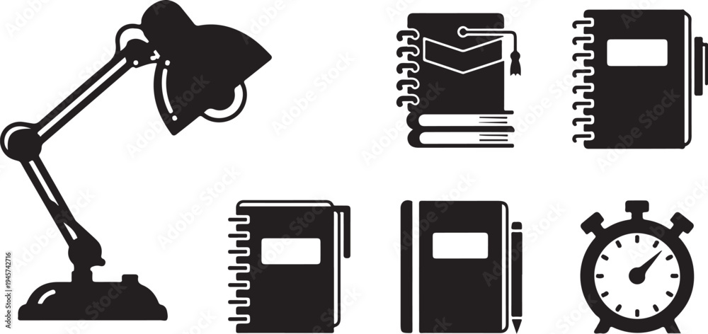 Fototapeta premium Office supplies and stationery on a white background illustration