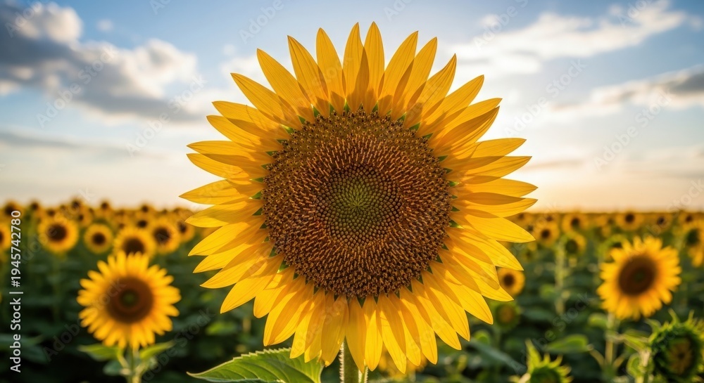 Obraz premium Bright Sunflower Head in a Summer Field