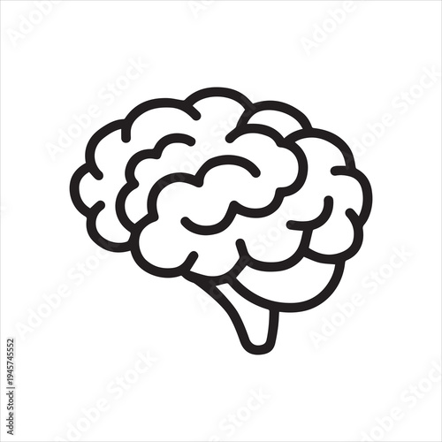  Brain or mind side view line art vector icon for medical apps and websites