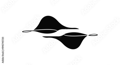 Abstract Black Shapes in a Symmetrical Design with Smooth Curves and Clean Lines