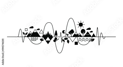 Sustainable Earth Rhythm Natural Elements Intertwined in a Dynamic Waveform