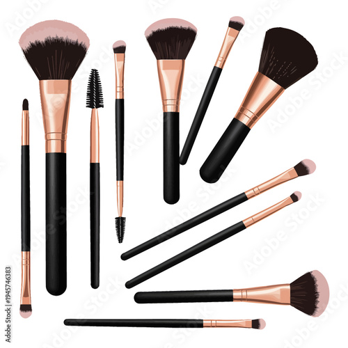 Makeup Brushes with Rose Gold Ferrules.