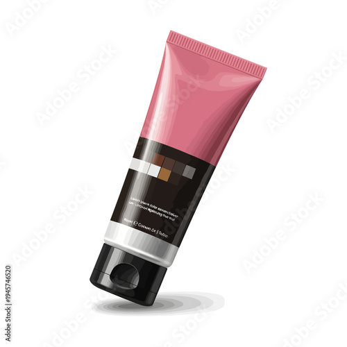 Pink Cosmetic Tube with Black Cap.