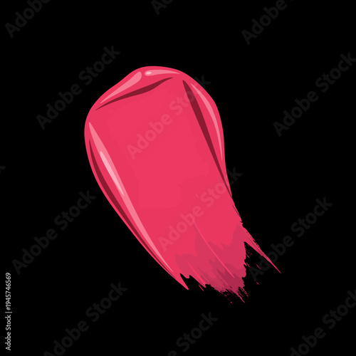 Pink Lipstick Smear on Black Background.