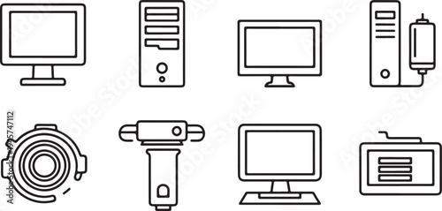 Technology icon set for digital and computing devices