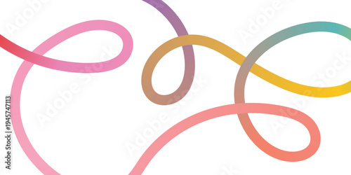 Vibrant colorful swirling ribbons intertwined in a harmonious dance on a white background creating a mesmerizing abstract pattern