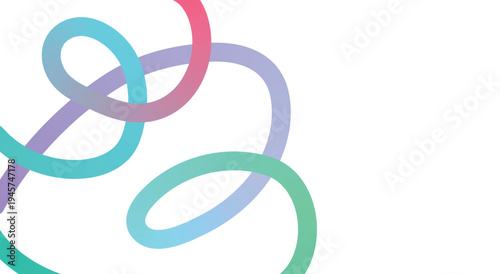 Vibrant interconnected loops in pastel hues on white background