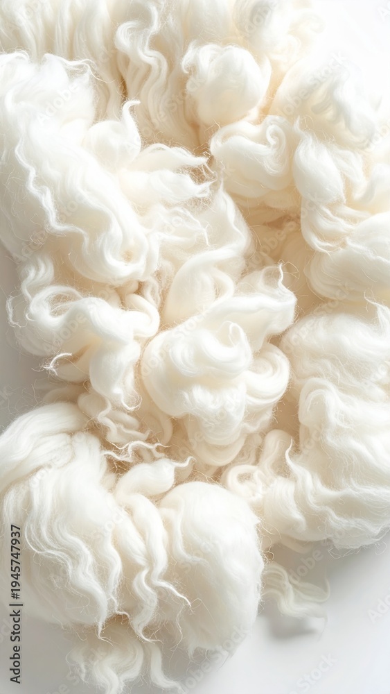 Fototapeta premium Soft White Wool Fibers Gently Woven in Studio Light with Delicate Sparkles