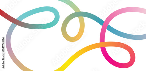 Vibrant multicolored gradient loops on white background
