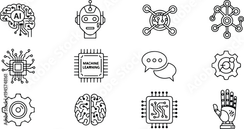 Technology icon set for innovation and digital concepts