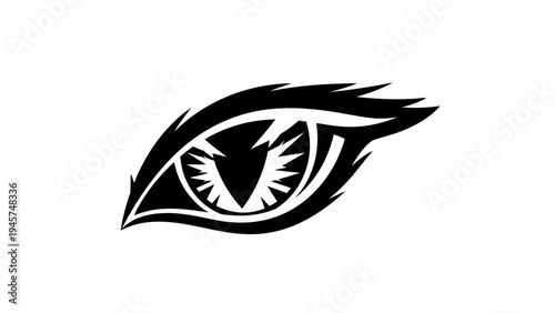 Tribal Tattoo Style Eye Icon - Fierce Gaze