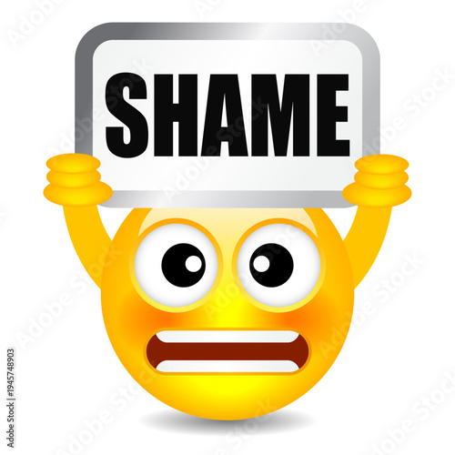 Emoji holding Shame sign