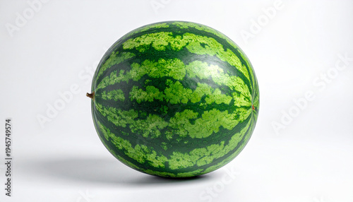 Perfectly round watermelon with distinct green stripes on its rind