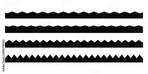 Black scalloped vector icon set on white background. Isolated modern vector scalloped icon set. EPS 10. 