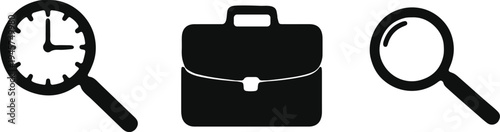Icons representing time management, professionalism, and investigation