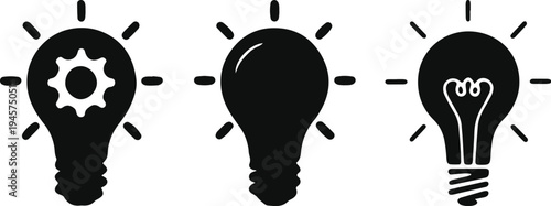 Three lightbulb icons representing different concepts of innovation and ideas