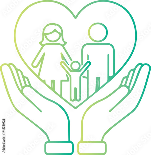 A heartwarming family icon with hands and a heart symbolizing love