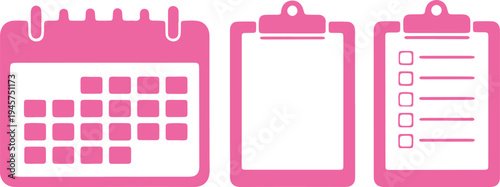 Organizational tools featuring a calendar, clipboard, and checklist