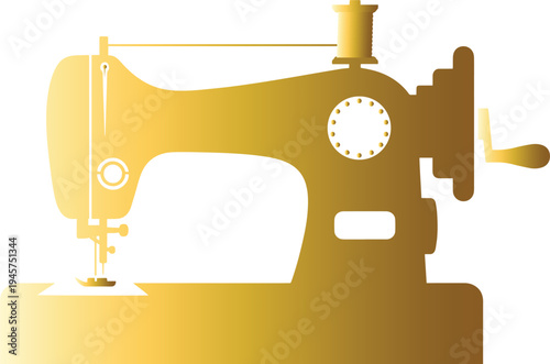 Golden sewing machine icon with gradient effect