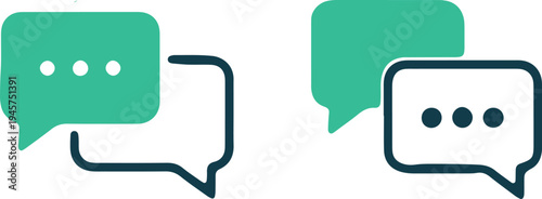 Two speech bubbles connected by a line symbolizing communication or conversation